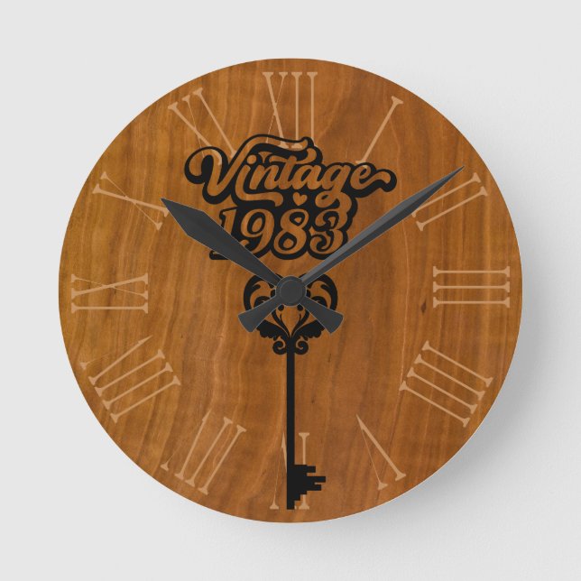 1983-Vintages akrylväggslås Rund Klocka (Framsida)