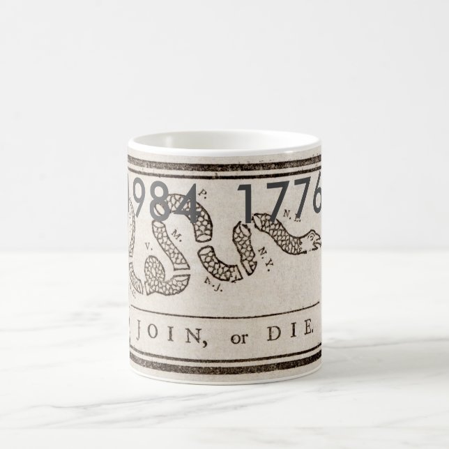 1984 = 1776 Gå med eller dö mugg (Center)