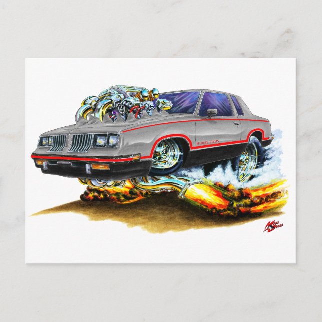 1984-88 Hurst Olds Grått-Black Car Vykort (Framsida)