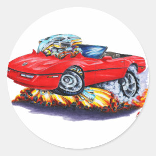 1984-93 Corvette Red Conversible Runt Klistermärke
