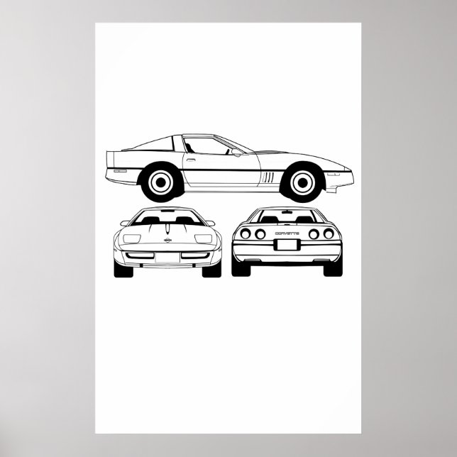 1984 Chevrolet Corvette schematiskt Poster (Framsidan)