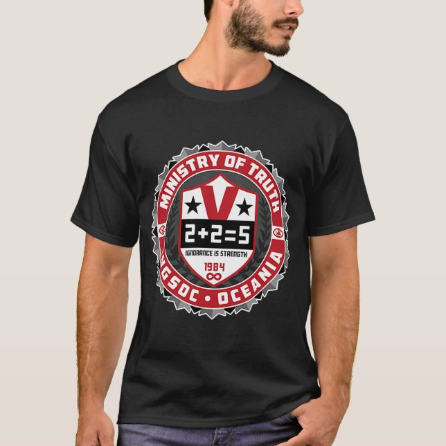 1984 Dystopian Truth Tänka Polisstorebror i T Shirt (Framsida)