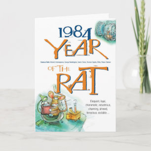 1984 Kinesisk Zodiac Råtta Funny Birthday Kort