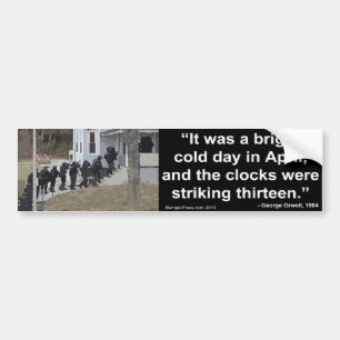 1984 Orwell - First Line of novel Bumper Sticker Bildekal