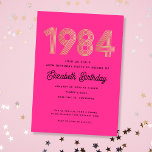 1984 Shock rosa Black Guld 40:e födelsedagsinbjuda Inbjudningar<br><div class="desc">Firandet av 1984 inspirerade till 40-årsinbjudningar.</div>
