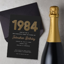 1984 Svart och Guld 40:e födelsedag Inbjudningar