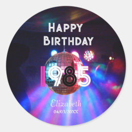 1985 Disco Boll 40:e födelsedagen Party Runt Klistermärke