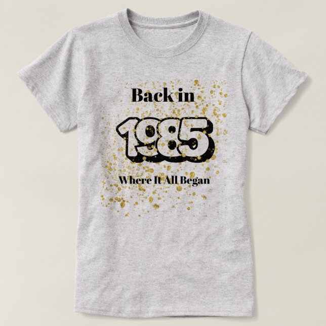 1985 Guld Stänk T-Shirt (Design framsida)