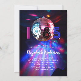 1985 Inbjudan till Disco Boll 40:e födelsedagspart