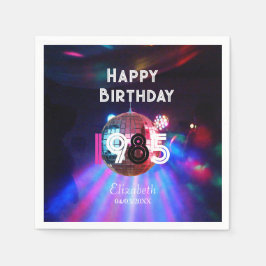 1985 Inbjudan till Disco Boll 40:e födelsedagspart Pappersservett