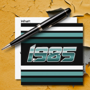1985 Retro Rand Teal Inbjudningar