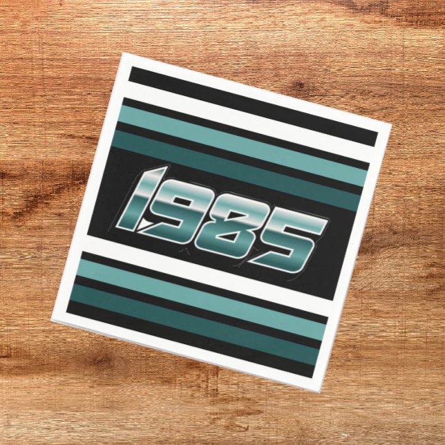 1985 Retro Rand Teal Napkin Pappersservett (Skapare uppladdad)