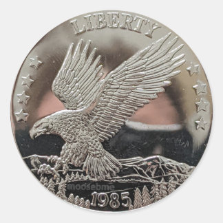 1985 Solid Silver Liberty Dubbla Eagle Front Class Runt Klistermärke