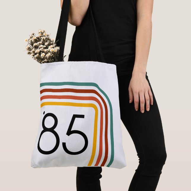 1985 Trendig Retro Rainbow Rand Tote Tygkasse (Närbild)