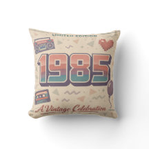 1985 Vintage Birthday Throw Pillow | Limited 