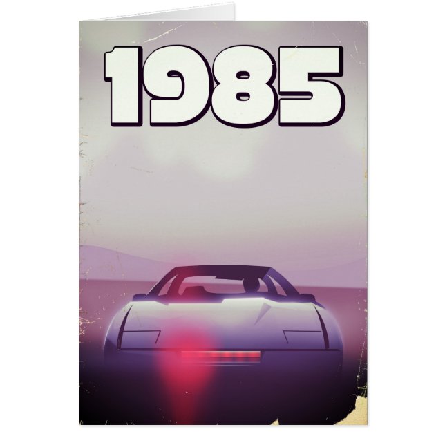 1985 vintage-superbilposter hälsningskort (Framsidan)