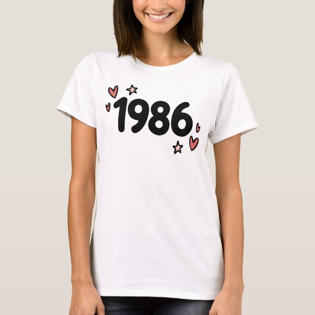 1986 Cute Retro Birthday T Shirt (Framsida)