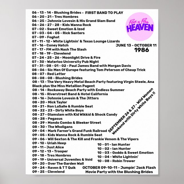 1986 DEL 1 - STEN'N'ROLL HEAVEN POSTER (Framsidan)