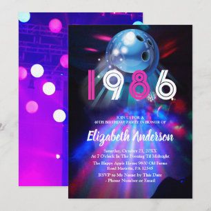 1986 Disco Bowling 40-årsfest Inbjudan