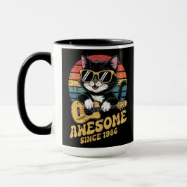 1986 Födelsedags Retro Kattälskare Ukulele 40-årsd Mugg