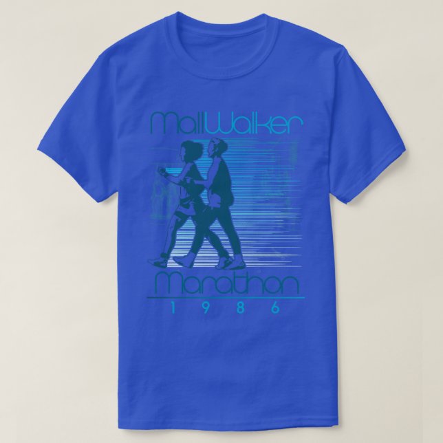 1986 Mall Walker Marathon Retro Walking Tävling T Shirt (Design framsida)