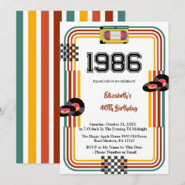 1986 Retro Vintage Kassettdisko 40-årsdag Inbjudningar