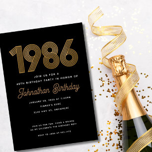 1986 Svart och falskt guld 40-års inbjudan 