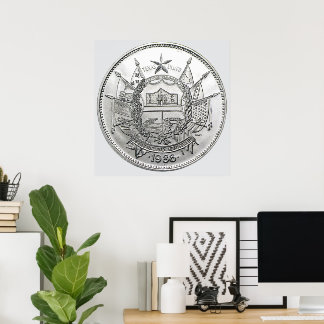 1986 The State of Texas Silver Round Poster