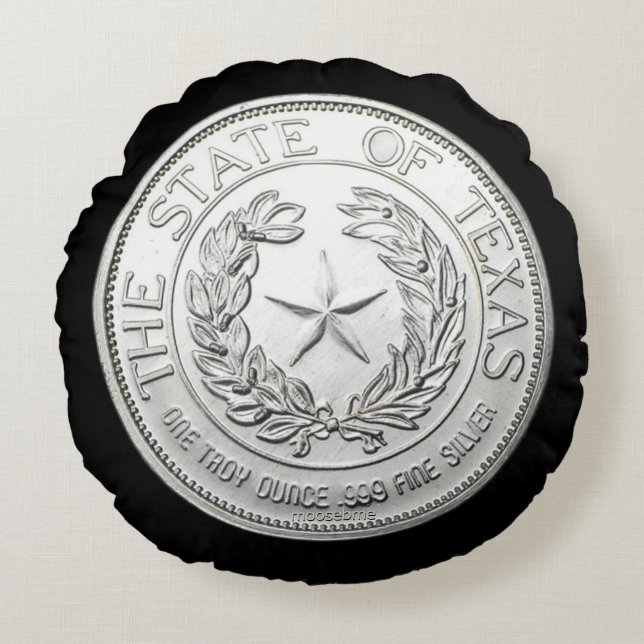 1986 The State of Texas Silver Round Rund Kudde (Framsidan)