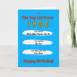 1986 Topp Listans Födelsedag Kort
