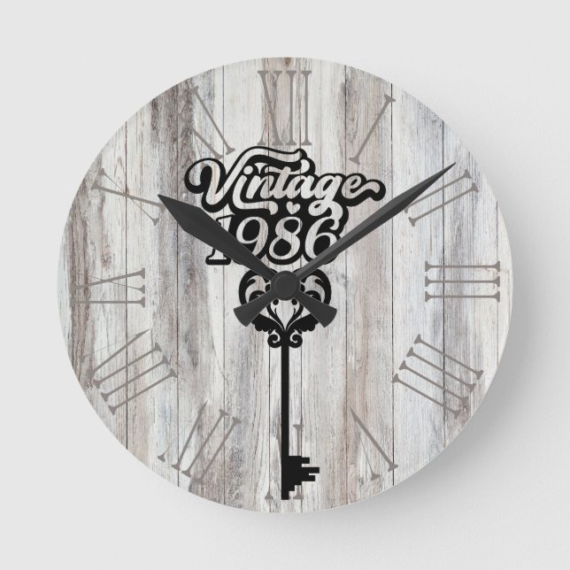 1986 Vintage Akrylväggslås Rund Klocka (Framsida)