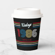 1986 Vintage Retro Randiga Primära Färger