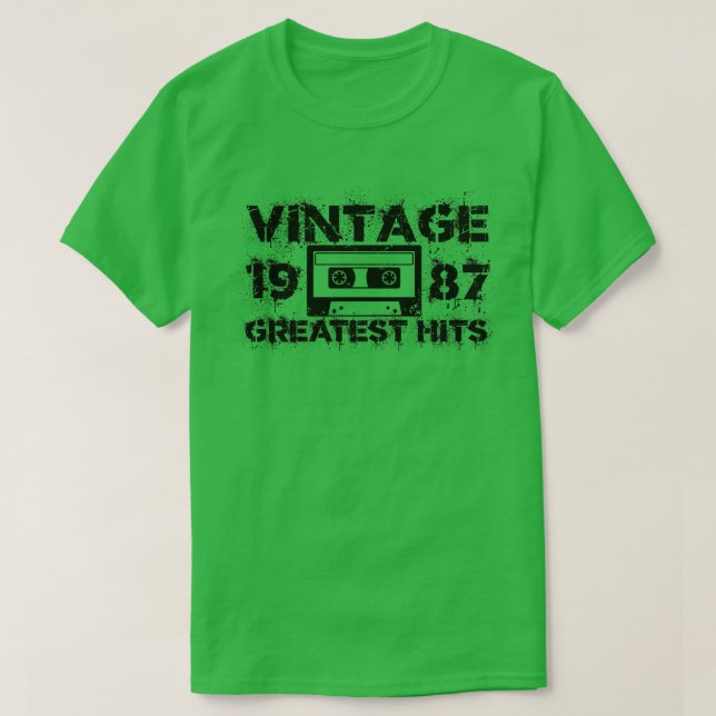 1987 Underbarare Vintagen Svart T Shirt (Design framsida)