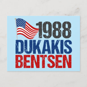 1988 Dukakis Bentsen Funny Retro-val Vykort