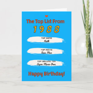 1988 Topp Lista Födelsedag Kort