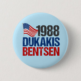 1988 Val av Dukakis Bentsen Retro Knapp