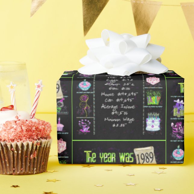 1989 Årets födelsedag Presentpapper (Födelsedagsfest)