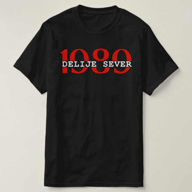 1989 Delije Sever Crveno Beli T Shirt (Design framsida)