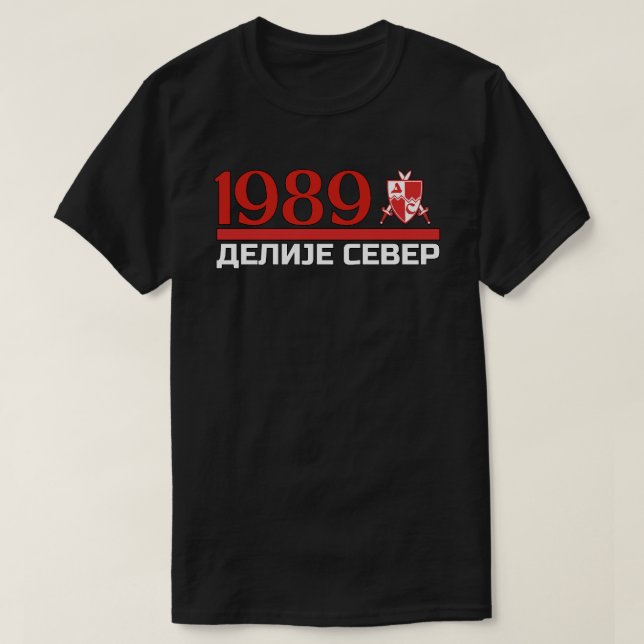 1989 Delije Sever Rött Vitt T Shirt (Design framsida)