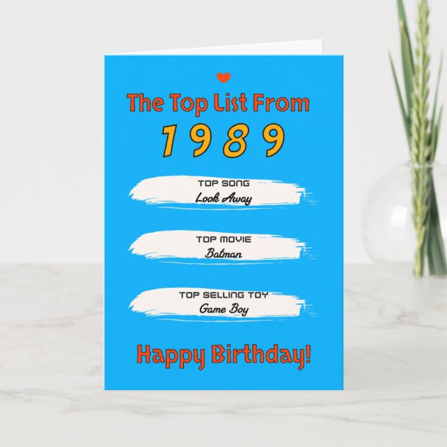 1989 Topp Lista Födelsedag Kort (Framsida)