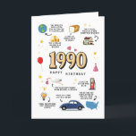 1990-dagskort för son tack kort<br><div class="desc">Ta en resa tillbaka till 1990 med det här fantastisk-födelsedagskortet packat med vintagar. Det är inte vilket kort som helst. Det är som en mini-time kapsel. På framsidan kommer 1990 i stort, djärvt brev, omgivet av diverse roligtar från och med det året. Ni kommer att få reda på USA:s och...</div>