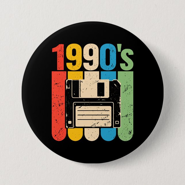 1990-tal retro diskett dator nostalgi knapp (Framsida)