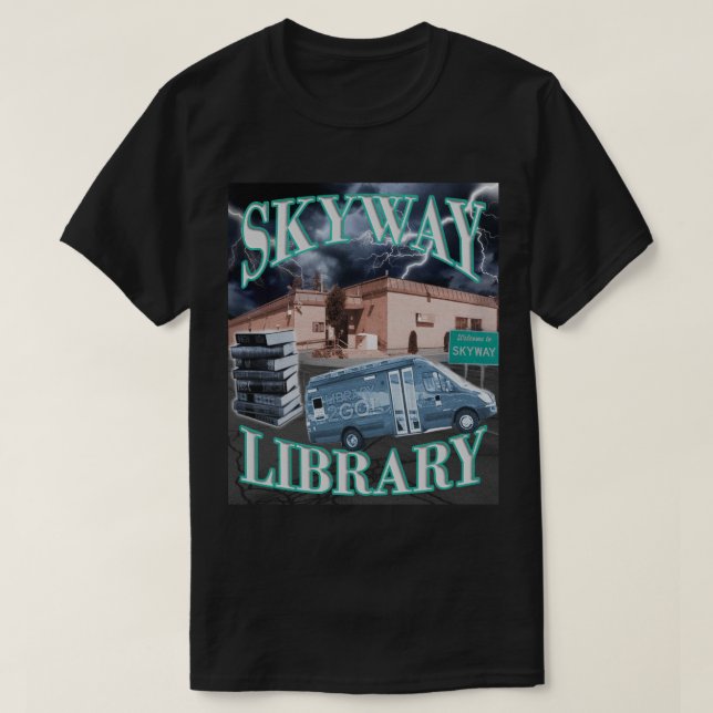 1990-talet Skyway Bibliotek T Shirt (Design framsida)