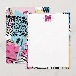 1990-talets 1990-tal Mönster Monogram Anteckningskort