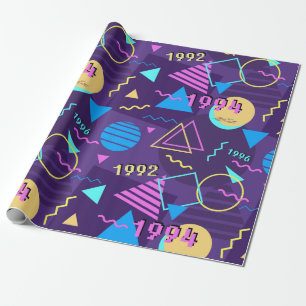 1990-talets disco Memphis funky mönster Presentpapper