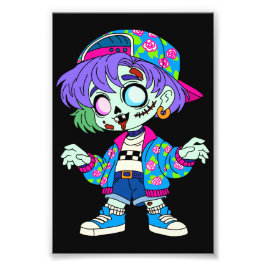 1990-tals Zombie Flicka Fototryck