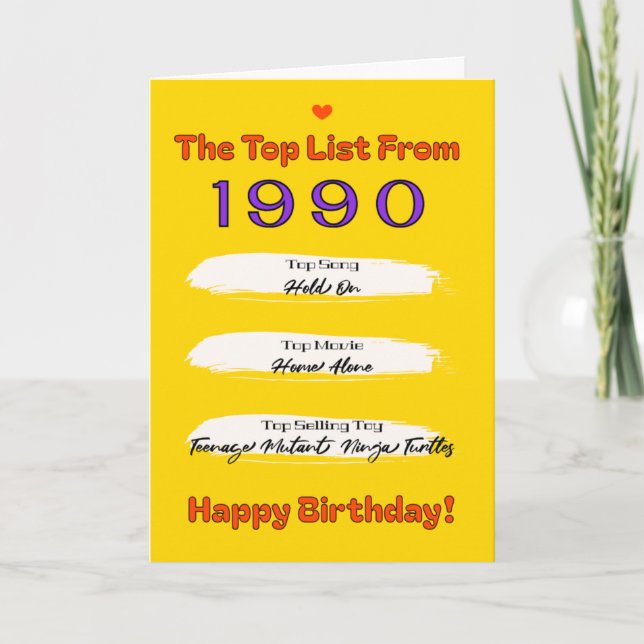 1990 Topp Lista Födelsedag Kort (Framsida)