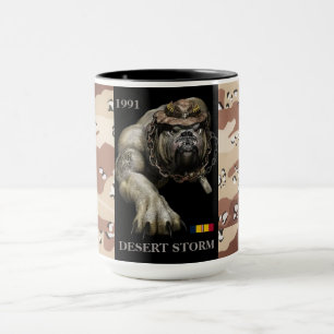 1991 DJÄVULEN HUND COMBAT ACTION DESERT STORM MUGG