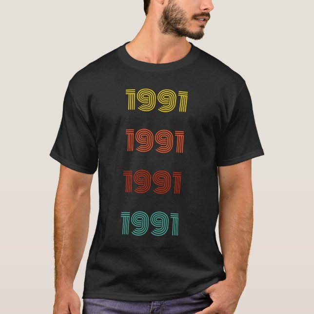 1991 Retro År Typografi T Shirt (Framsida)