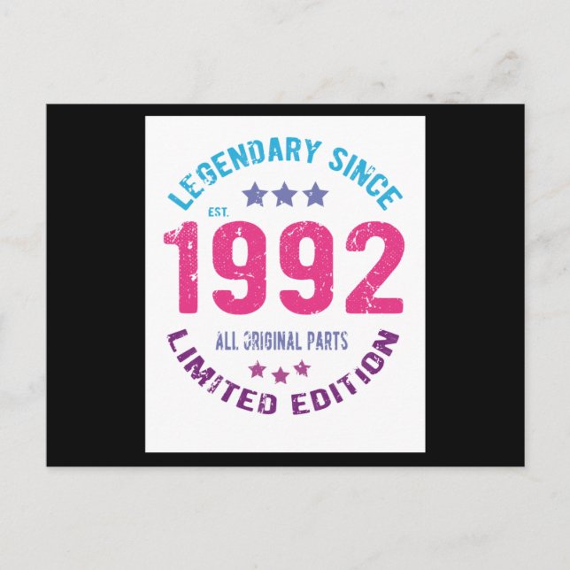 1992 Årgång Födelsedag Vykort (Framsida)